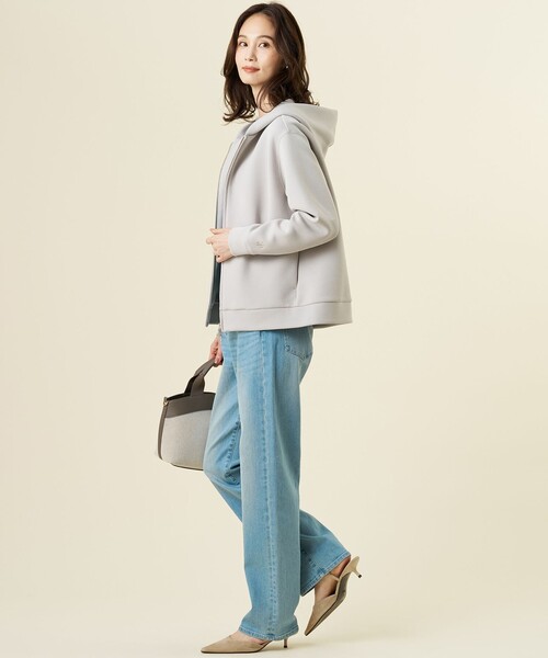 J.PRESS Ladies(J.プレス レディス)の「【季節の変わり目に】ダンボールジャージー ジップアップ パーカー(パーカー・レディース・グレー系/パープル系/ライトグレー系・SMALL)」の9枚目の写真