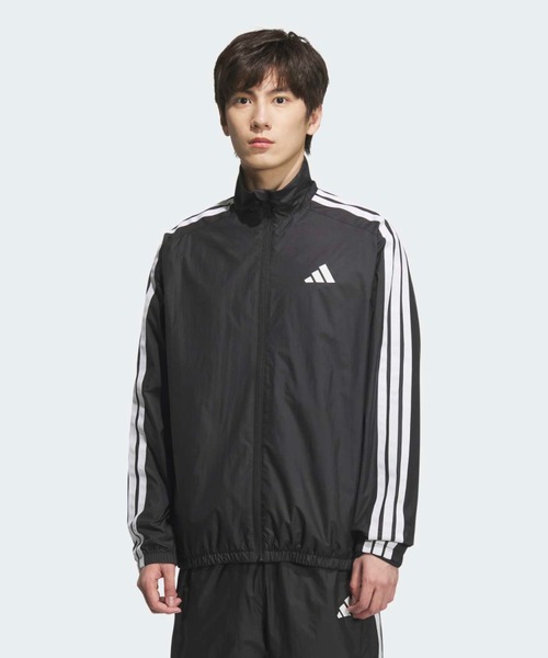adidas(アディダス)の「マストハブ スリーストライプス 起毛トリコット素材の裏地 ウインドジャケット / アディダス adidas(ジャージ・メンズ・ブラック・XX-LARGE/3XL/LARGE/MEDIUM/SMALL/X-LARGE/X-SMALL)」の1枚目の写真