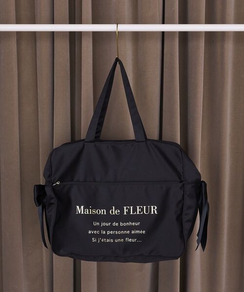 Maison de FLEUR(メゾンドフルール)の「サテンキャリーオンバッグ(トートバッグ・レディース・ピンク系その他2/ピンク/ブラック・FREE)」の2枚目の写真