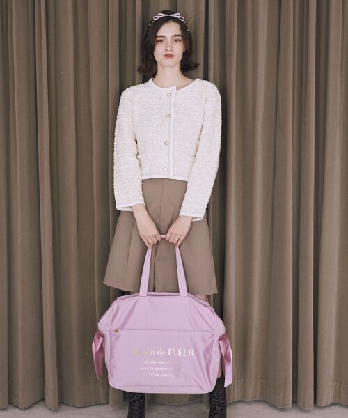 Maison de FLEUR(メゾンドフルール)の「サテンキャリーオンバッグ(トートバッグ・レディース・ピンク系その他2/ピンク/ブラック・FREE)」の7枚目の写真