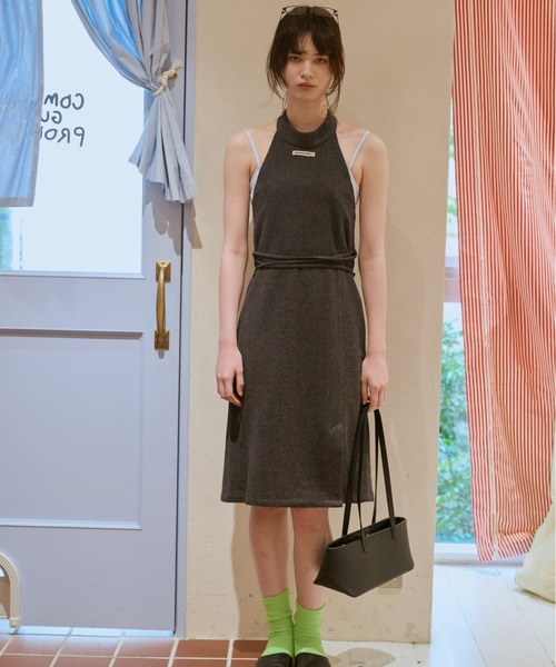 common gull products.(コモンガルプロダクツ)の「九月未満ワンピース(ワンピース・レディース・チャコール/グレー系/ライム・SMALL/MEDIUM)」の2枚目の写真