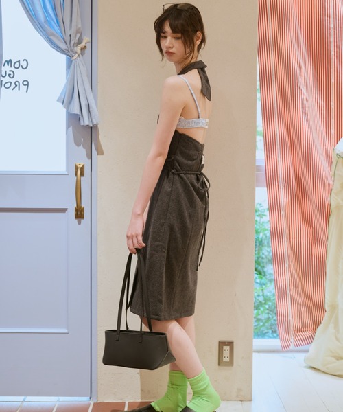 common gull products.(コモンガルプロダクツ)の「九月未満ワンピース(ワンピース・レディース・チャコール/グレー系/ライム・SMALL/MEDIUM)」の4枚目の写真