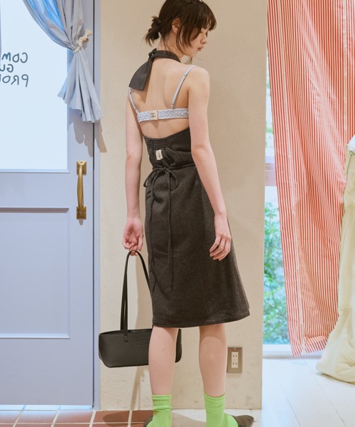 common gull products.(コモンガルプロダクツ)の「九月未満ワンピース(ワンピース・レディース・チャコール/グレー系/ライム・SMALL/MEDIUM)」の7枚目の写真