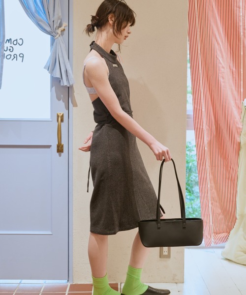 common gull products.(コモンガルプロダクツ)の「九月未満ワンピース(ワンピース・レディース・チャコール/グレー系/ライム・SMALL/MEDIUM)」の5枚目の写真