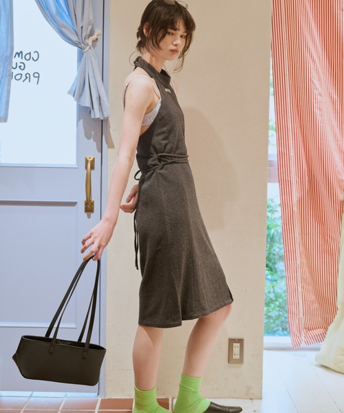 common gull products.(コモンガルプロダクツ)の「九月未満ワンピース(ワンピース・レディース・チャコール/グレー系/ライム・SMALL/MEDIUM)」の6枚目の写真