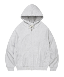 MINIMAL OVER FIT HOODIE ZIP-UP (WHITE MELANGE)
