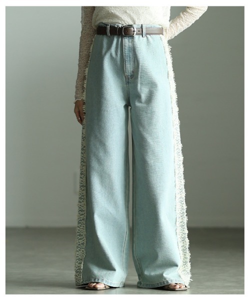 Sawa a la mode(サワアラモード)の「サイドレース12オンスデニムワイドパンツ(デニムパンツ・レディース・ブラック/ブルー系・FREE)」の11枚目の写真