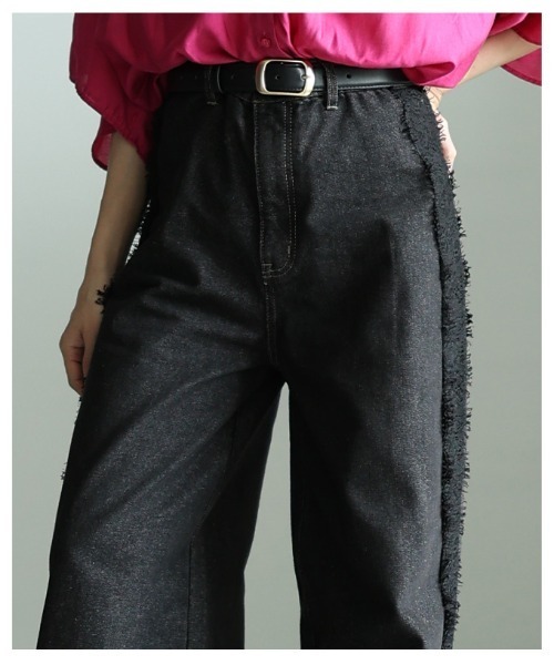 Sawa a la mode(サワアラモード)の「サイドレース12オンスデニムワイドパンツ(デニムパンツ・レディース・ブラック/ブルー系・FREE)」の19枚目の写真