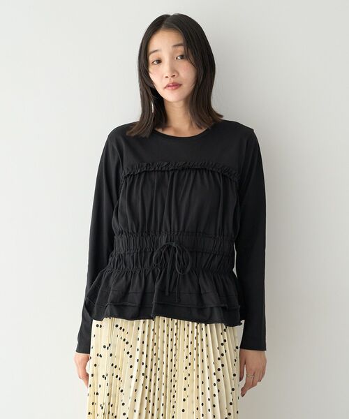 earth music&ecology（アースミュージックアンドエコロジー）の「ビスチェ風シャーリングプルオーバー（Tシャツ/カットソー・レディース・ブラック/カーキ/杢グレー・FREE）」の22枚目の写真