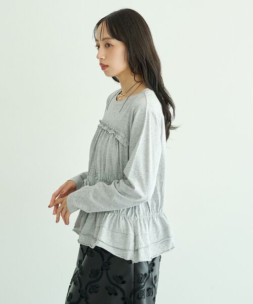 earth music&ecology（アースミュージックアンドエコロジー）の「ビスチェ風シャーリングプルオーバー（Tシャツ/カットソー・レディース・ブラック/カーキ/杢グレー・FREE）」の4枚目の写真