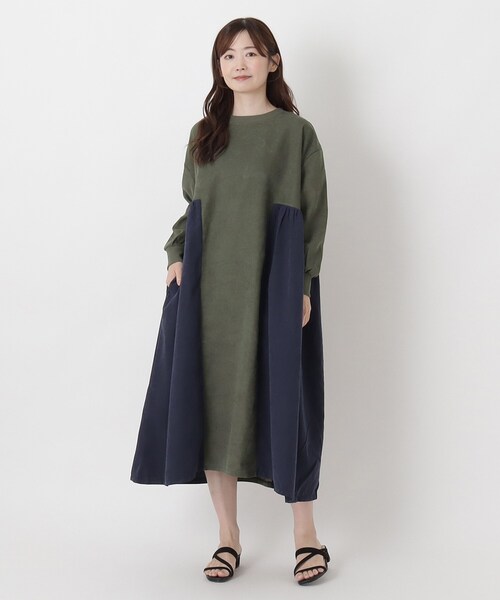one'sterrace（ワンズテラス）の「布帛切替カットソーワンピース（ワンピース・レディース・グレー系その他7/カーキ系5/レッド系9・02）」の15枚目の写真