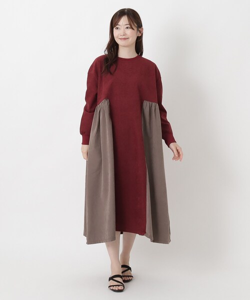 one'sterrace（ワンズテラス）の「布帛切替カットソーワンピース（ワンピース・レディース・グレー系その他7/カーキ系5/レッド系9・02）」の17枚目の写真
