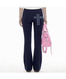 [ウーマン]STAR CROSS ブーツカットパンツ_NAVY BLUE LOGO