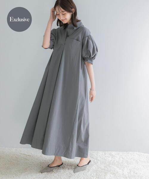 URBAN RESEARCH ROSSO WOMEN(アーバンリサーチ ロッソ)の「『別注』ELENDEEK×ROSSO FORM SHIRT ONEPIECE(ワンピース・レディース・チャコールグレー/ベージュ/グレー・1)」の3枚目の写真