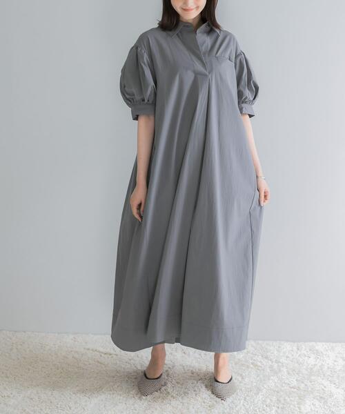 URBAN RESEARCH ROSSO WOMEN(アーバンリサーチ ロッソ)の「『別注』ELENDEEK×ROSSO FORM SHIRT ONEPIECE(ワンピース・レディース・チャコールグレー/ベージュ/グレー・1)」の5枚目の写真