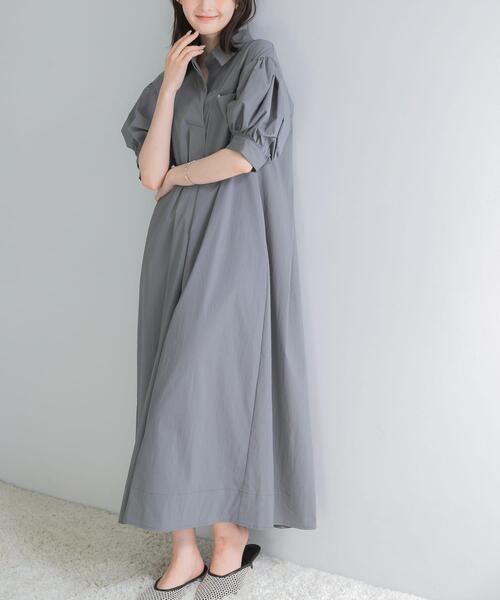 URBAN RESEARCH ROSSO WOMEN(アーバンリサーチ ロッソ)の「『別注』ELENDEEK×ROSSO FORM SHIRT ONEPIECE(ワンピース・レディース・チャコールグレー/ベージュ/グレー・1)」の6枚目の写真