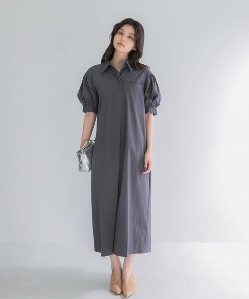 URBAN RESEARCH ROSSO WOMEN(アーバンリサーチ ロッソ)の「『別注』ELENDEEK×ROSSO FORM SHIRT ONEPIECE(ワンピース・レディース・チャコールグレー/ベージュ/グレー・1)」の13枚目の写真