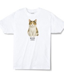 Moftique(モフティック) エントリーモデル 半袖Tシャツ アニマル 三毛猫 キャット ペット インクジェットプリント 褪せ感 4.0オンス 薄手 トップス カットソー 夏 カジュアル メンズ レディース ユニセックス