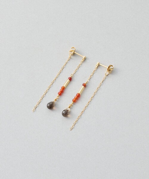 Jouete（ジュエッテ）の「[パレット] ピアス カーネリアン×スモーキークォーツ（ピアス（両耳用）・レディース・イエローゴールド・FREE）」の2枚目の写真
