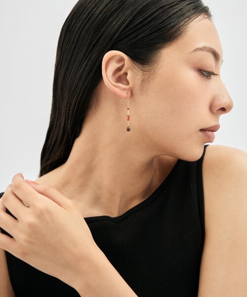 Jouete（ジュエッテ）の「[パレット] ピアス カーネリアン×スモーキークォーツ（ピアス（両耳用）・レディース・イエローゴールド・FREE）」の6枚目の写真
