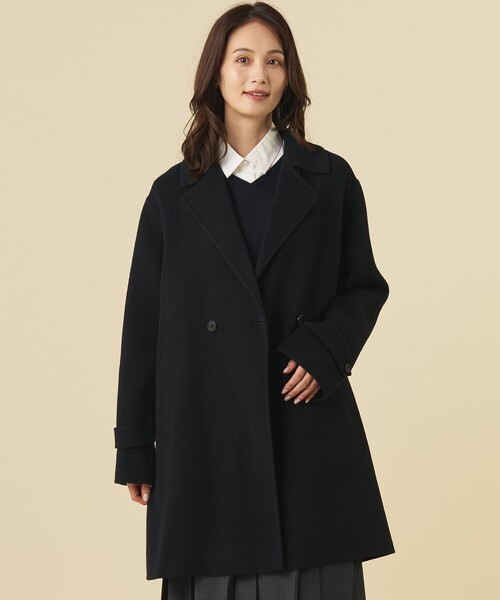 J.PRESS Ladies(J.プレス レディス)の「ウールナイロンリバー ダブル テーラード コート(その他アウター・レディース・ネイビー系/ベージュ系・XS)」の2枚目の写真