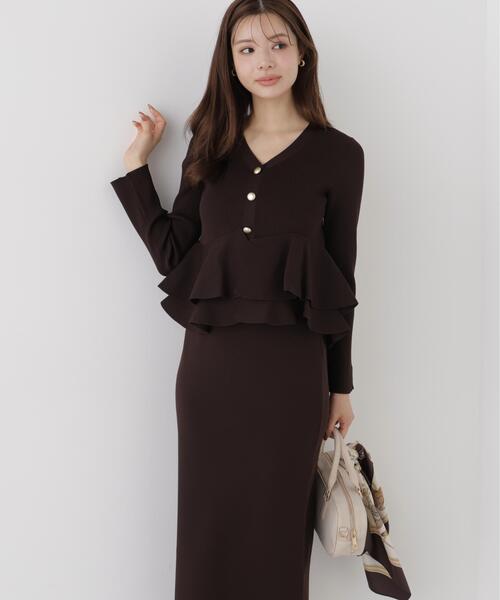 PROPORTION BODY DRESSING(プロポーションボディドレッシング)の「変形ペプラムニットセットアップ / 1216240001(ワンピース・レディース・ブラウン/ブラック/ピンク・MEDIUM/P/S)」の9枚目の写真