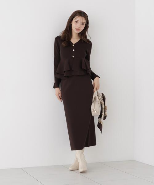 PROPORTION BODY DRESSING(プロポーションボディドレッシング)の「変形ペプラムニットセットアップ / 1216240001(ワンピース・レディース・ブラウン/ブラック/ピンク・MEDIUM/P/S)」の12枚目の写真