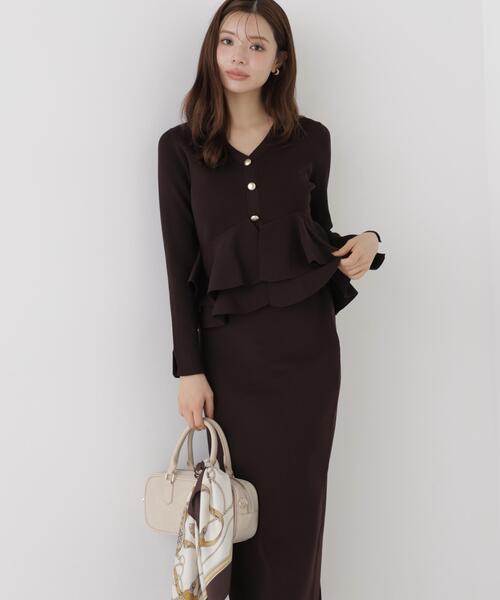 PROPORTION BODY DRESSING(プロポーションボディドレッシング)の「変形ペプラムニットセットアップ / 1216240001(ワンピース・レディース・ブラウン/ブラック/ピンク・MEDIUM/P/S)」の13枚目の写真