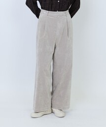 シャンブレーベルベットセミワイドパンツ
