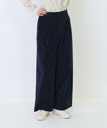 シャンブレーベルベットセミワイドパンツ