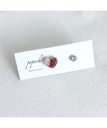 【popochi】ピアス レジン シンプル 大人 上品 ミニピアス 軽量 デイリー シルバー ドライフラワー ハート(MA)