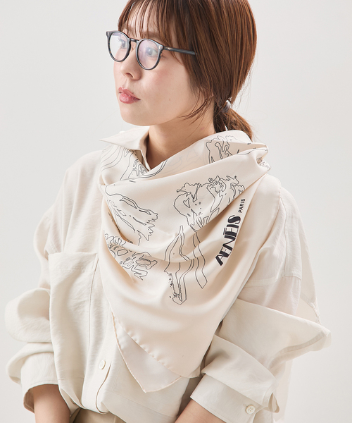 journal standard L'essage（ジャーナルスタンダードレサージュ）の「《追加》AENEIS/エネス Nostalgia Flowers Silk Scarf 90 スカーフ（バンダナ/スカーフ・レディース・アイボリー・FREE）」の3枚目の写真