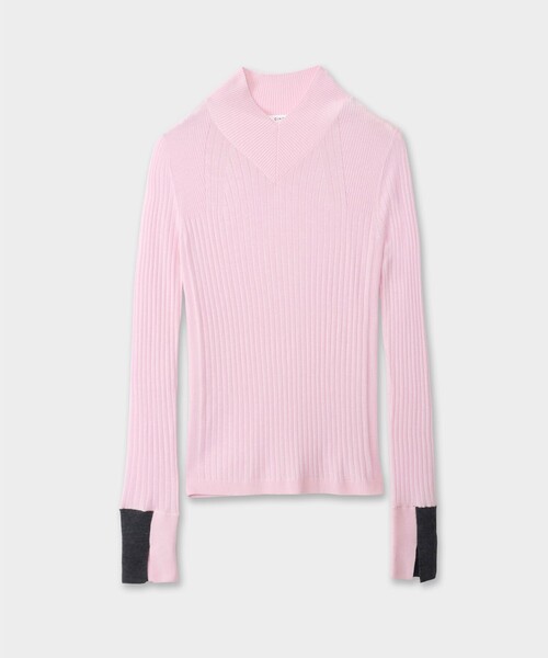 CINOH(チノ)の「【CINOH/チノ】15.5 MICRON WOOL SOFT V-NECK KNIT/ウールソフトVネックニット(ニット/セーター・レディース・ピンク/ベージュ/ダークグレー/ブラック・38)」の2枚目の写真
