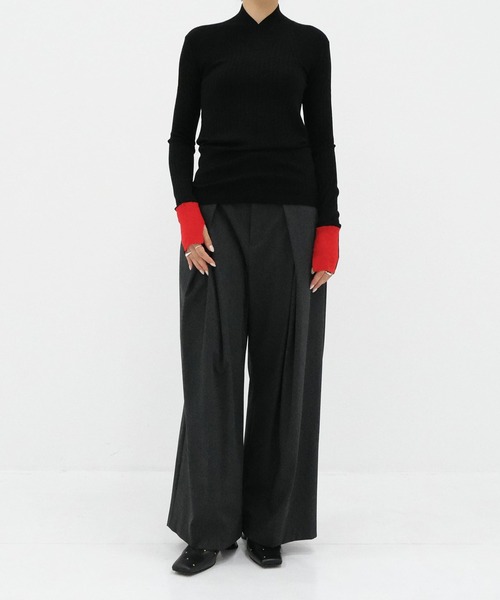 CINOH(チノ)の「【CINOH/チノ】15.5 MICRON WOOL SOFT V-NECK KNIT/ウールソフトVネックニット(ニット/セーター・レディース・ピンク/ベージュ/ダークグレー/ブラック・38)」の6枚目の写真