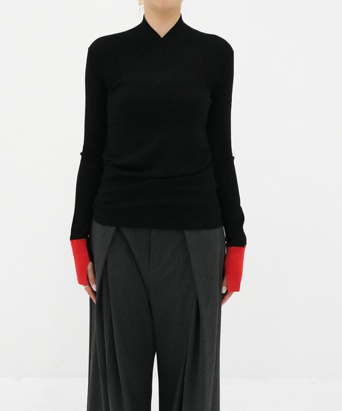 CINOH(チノ)の「【CINOH/チノ】15.5 MICRON WOOL SOFT V-NECK KNIT/ウールソフトVネックニット(ニット/セーター・レディース・ピンク/ベージュ/ダークグレー/ブラック・38)」の7枚目の写真