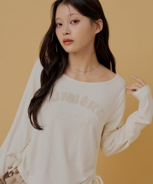 Chico(チコ)の「サガラ刺繍ロンT(Tシャツ/カットソー・レディース・ブラック/アイボリー/ピンク/グレー・FREE)」の1枚目の写真