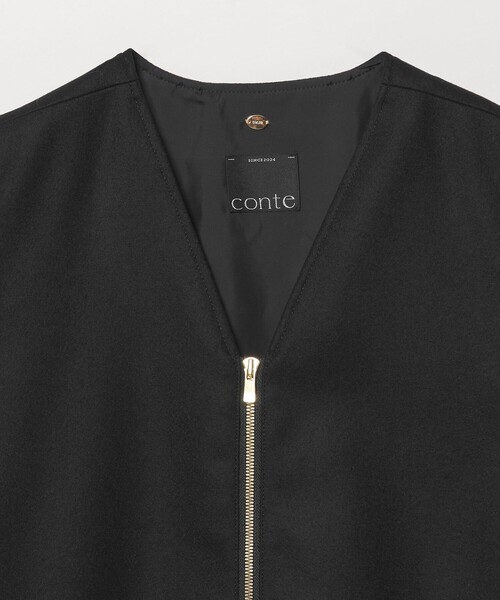 conte(コンテ)の「<conte>120 メルトン ジップ ベスト(ベスト・レディース・モカ/ブラック・FREE)」の9枚目の写真