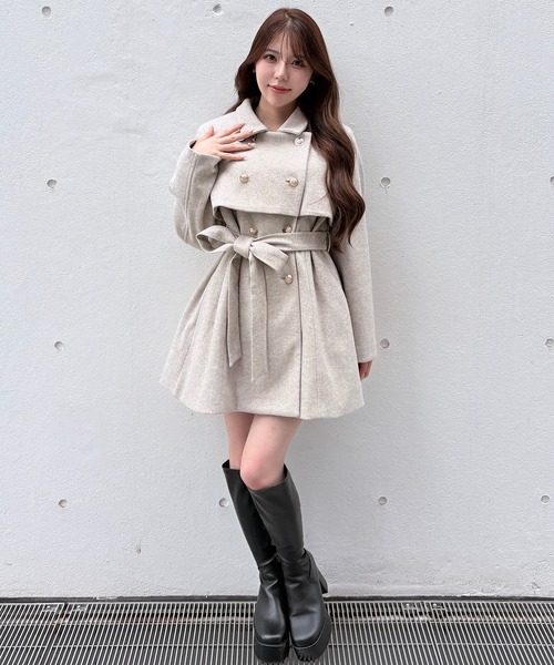 NOMAE(ノーマエ)の「ビット2wayカラーコート(ステンカラーコート・レディース・ベージュ系その他/ライトグレー/ダークグレー・FREE)」の7枚目の写真