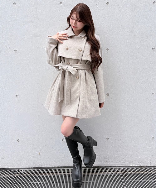 NOMAE(ノーマエ)の「ビット2wayカラーコート(ステンカラーコート・レディース・ベージュ系その他/ライトグレー/ダークグレー・FREE)」の6枚目の写真