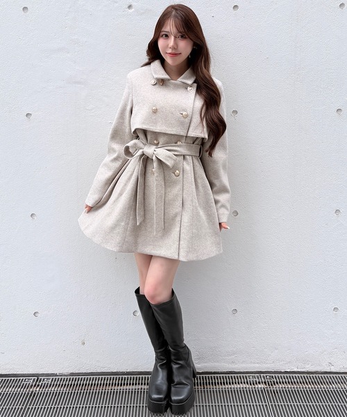 NOMAE(ノーマエ)の「ビット2wayカラーコート(ステンカラーコート・レディース・ベージュ系その他/ライトグレー/ダークグレー・FREE)」の8枚目の写真