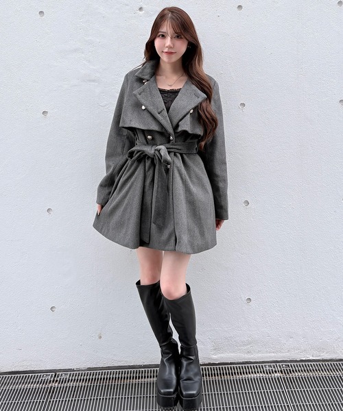 NOMAE(ノーマエ)の「ビット2wayカラーコート(ステンカラーコート・レディース・ベージュ系その他/ライトグレー/ダークグレー・FREE)」の13枚目の写真