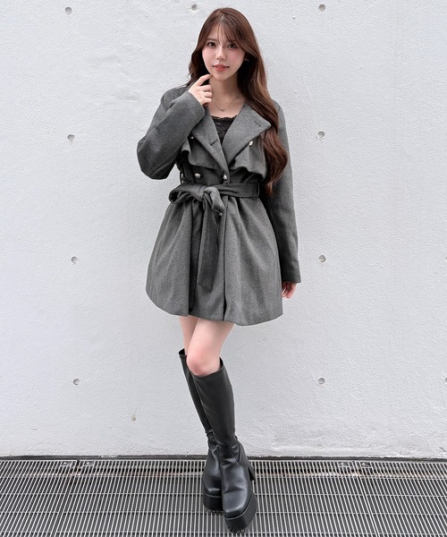 NOMAE(ノーマエ)の「ビット2wayカラーコート(ステンカラーコート・レディース・ベージュ系その他/ライトグレー/ダークグレー・FREE)」の15枚目の写真