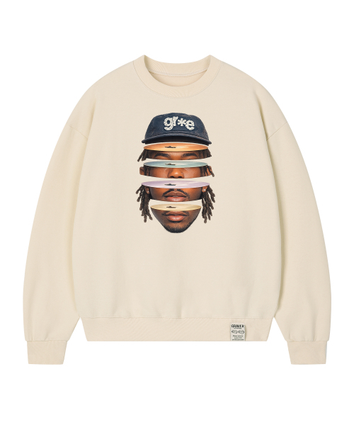 GRAVER ORDINARY（グレイバーオーディナリー）の「[ODNR UNISEX]Face Grae スウェット_4color（スウェット・レディース・ブラック/ネイビー/グレー/クリーム・SMALL/MEDIUM/LARGE）」の7枚目の写真