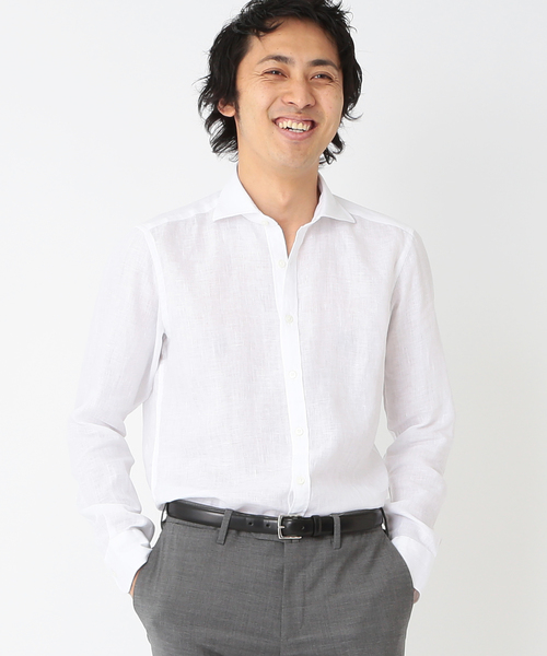 BRILLA per il gusto（ブリッラペルイルグースト）の「Brilla per il gusto / リネンカッタウェイ（ALBINI社FABRIC)（シャツ/ブラウス・メンズ・ホワイト/ナチュラル/ダークブラウン/ネイビー・X-LARGE/MEDIUM/LARGE/X-SMALL/SMALL）」の2枚目の写真