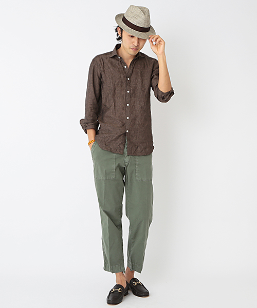 BRILLA per il gusto（ブリッラペルイルグースト）の「Brilla per il gusto / リネンカッタウェイ（ALBINI社FABRIC)（シャツ/ブラウス・メンズ・ホワイト/ナチュラル/ダークブラウン/ネイビー・X-LARGE/MEDIUM/LARGE/X-SMALL/SMALL）」の6枚目の写真