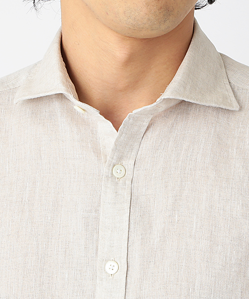 BRILLA per il gusto（ブリッラペルイルグースト）の「Brilla per il gusto / リネンカッタウェイ（ALBINI社FABRIC)（シャツ/ブラウス・メンズ・ホワイト/ナチュラル/ダークブラウン/ネイビー・X-LARGE/MEDIUM/LARGE/X-SMALL/SMALL）」の20枚目の写真