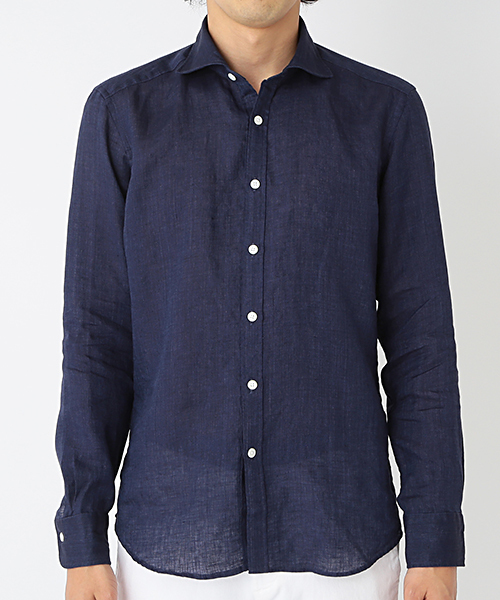 BRILLA per il gusto（ブリッラペルイルグースト）の「Brilla per il gusto / リネンカッタウェイ（ALBINI社FABRIC)（シャツ/ブラウス・メンズ・ホワイト/ナチュラル/ダークブラウン/ネイビー・X-LARGE/MEDIUM/LARGE/X-SMALL/SMALL）」の16枚目の写真