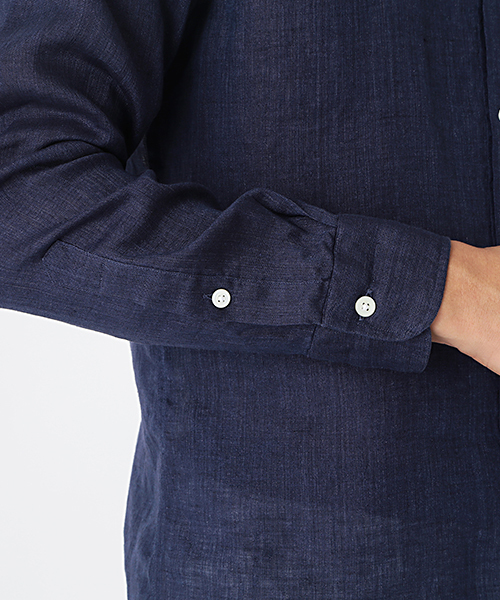 BRILLA per il gusto（ブリッラペルイルグースト）の「Brilla per il gusto / リネンカッタウェイ（ALBINI社FABRIC)（シャツ/ブラウス・メンズ・ホワイト/ナチュラル/ダークブラウン/ネイビー・X-LARGE/MEDIUM/LARGE/X-SMALL/SMALL）」の11枚目の写真