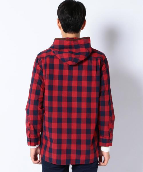 coen(コーエン)の「フーデットシャツコート(その他アウター・メンズ・レッド/ネイビー・SMALL/MEDIUM/X-LARGE/LARGE)」の3枚目の写真