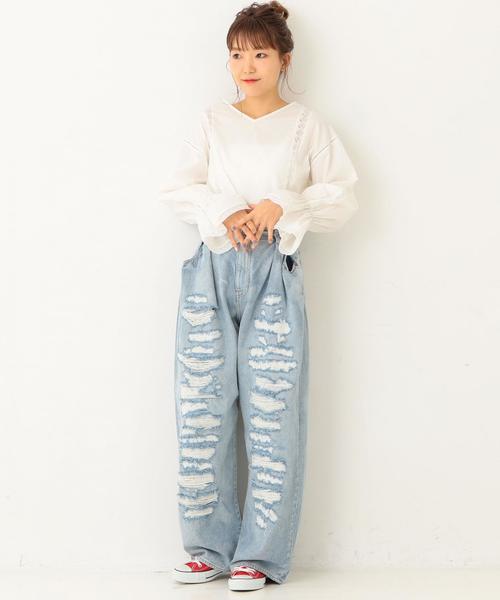 Another Edition（アナザーエディション）の「【WEB店舗限定】ベルスリーブブラウス◆（シャツ/ブラウス・レディース・オフホワイト/ライラック・フリー）」の9枚目の写真